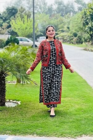 Self Jacquard 3pc Dress