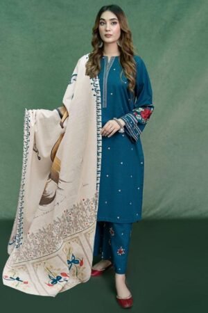 Dhanak Embroided 3pc Dress