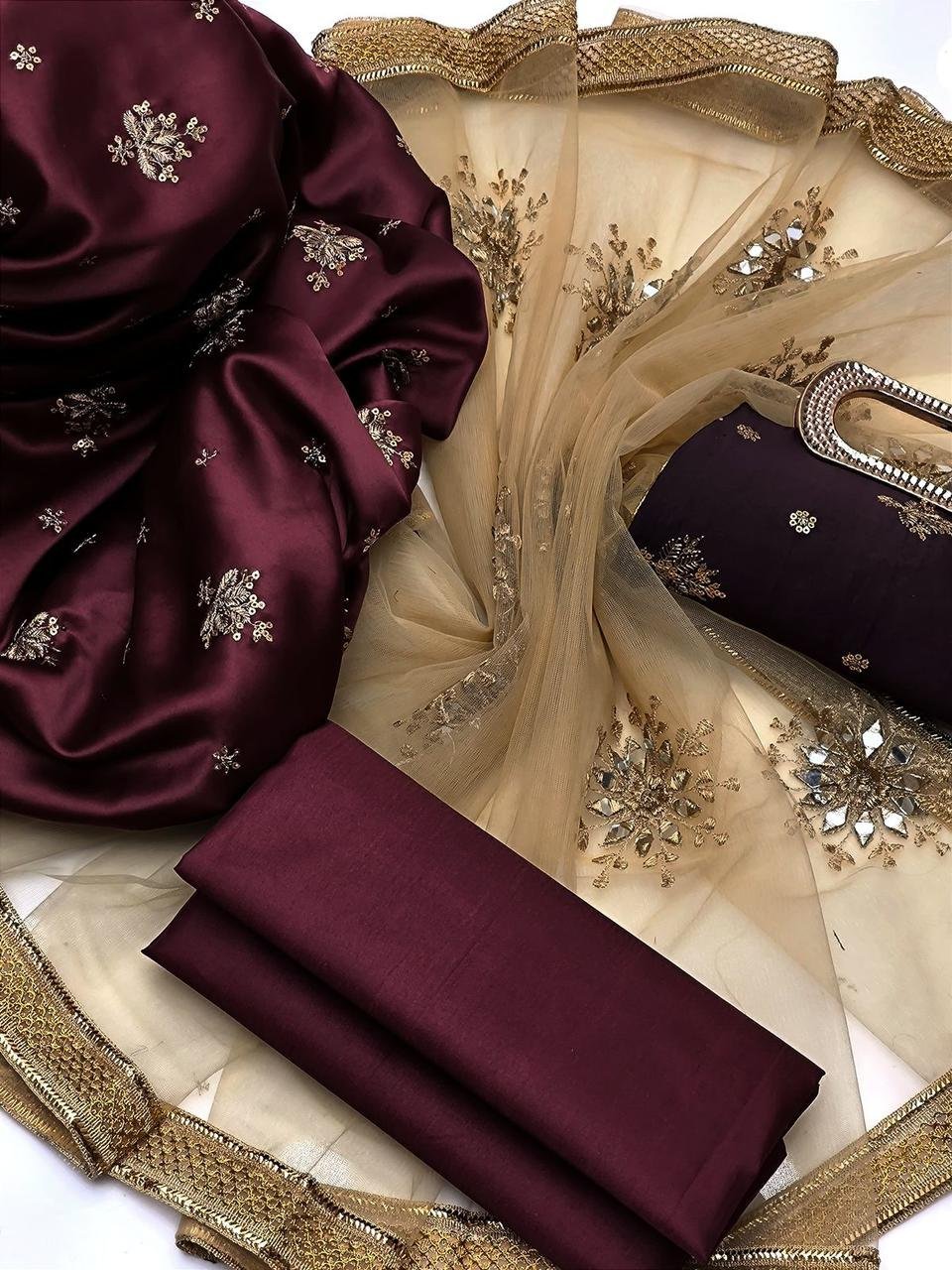 Shamooz Silk 3Pc Embroidered Dress - Image 9