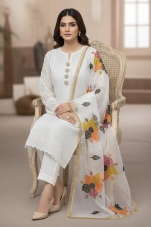 Luxury Summer 3-Piece | Multi Oil Paint Dupatta ✨