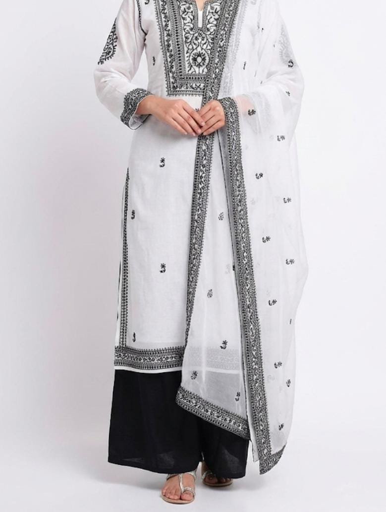 3 Pcs Khaddi Net Embroidered Suit with Khatan Trouser (Unstitched)