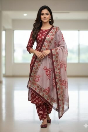 Shamoze Silk Digital Print 3PC Suit