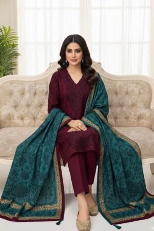 Pure Pashmina Jacquard 5PC Winter Suit