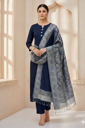 Pure Pashmina 72 Grade Jacquard Shawl 3PC Dress