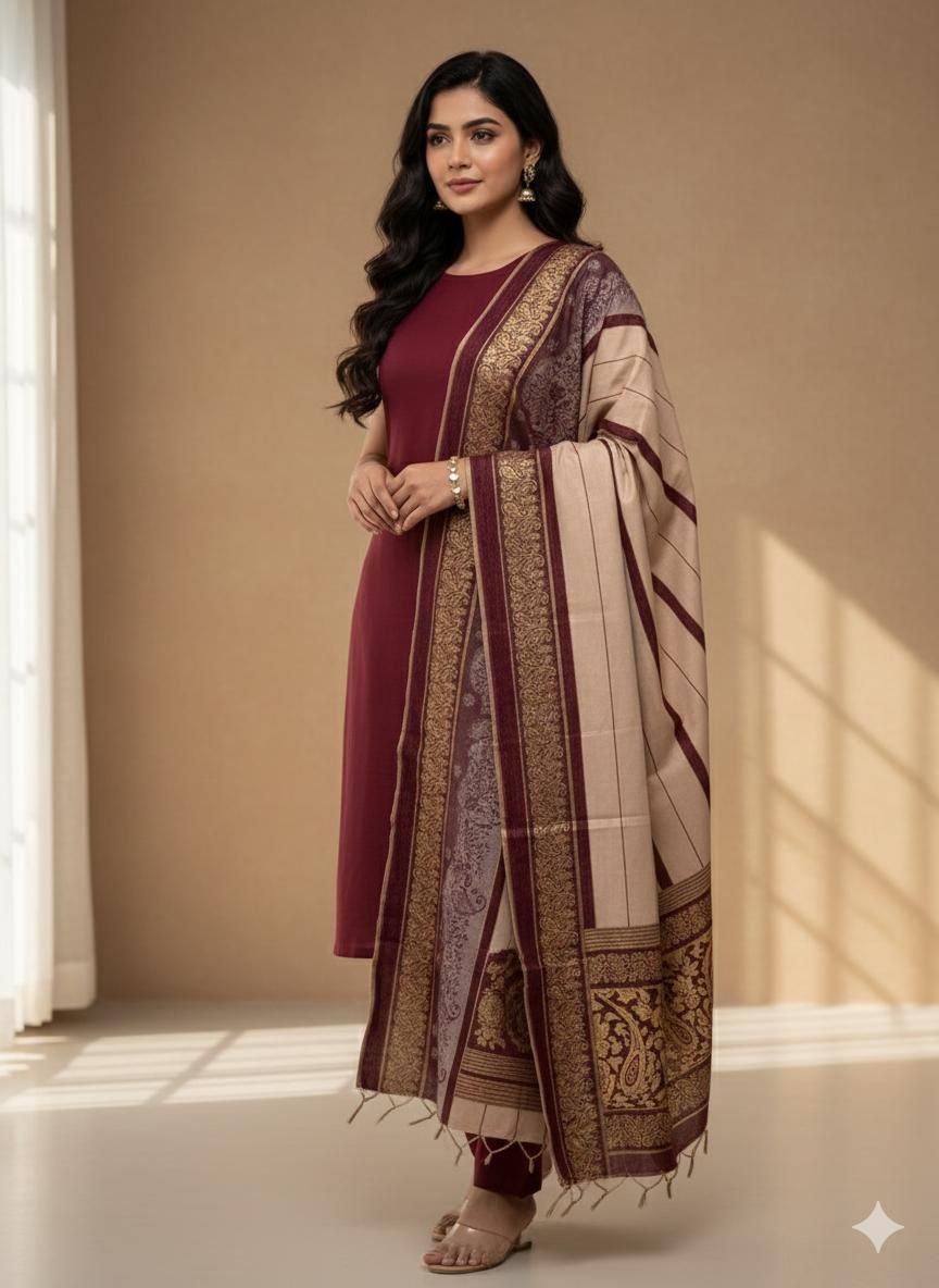 Luxury Jacquard Shawl Wool Suiting – 3PC - Image 9