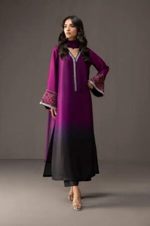 3PC Shamoze Silk Digital Print Dress – Shirt, Trouser & Dupatta