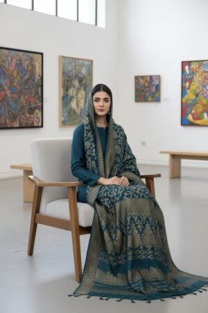 Luxury Turkish Allover Jacquard Shawl Dress