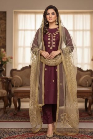 3PC Heavy Pure Handmade Kattan Silk Dress