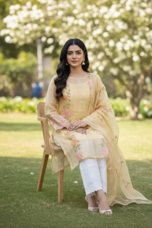 Paper Cotton Embroidered 3PC Suit