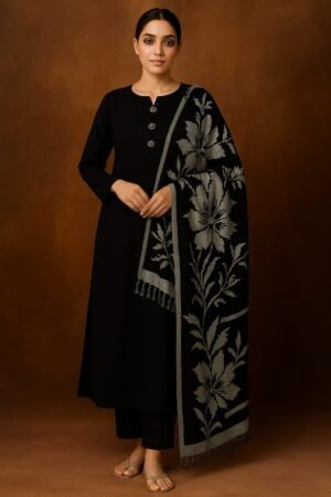 Kattan Silk Shirt & Trouser with 3D Digital Printed Shamoz Silk Dupatta