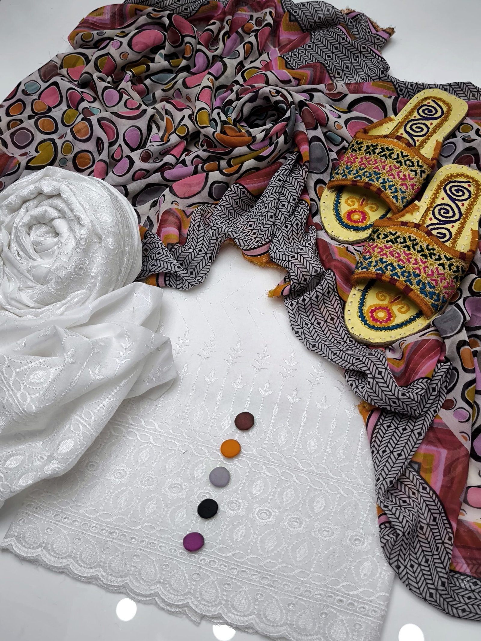 Chicken Kari Cotton Suit with Crinkle Dupatta - Image 2