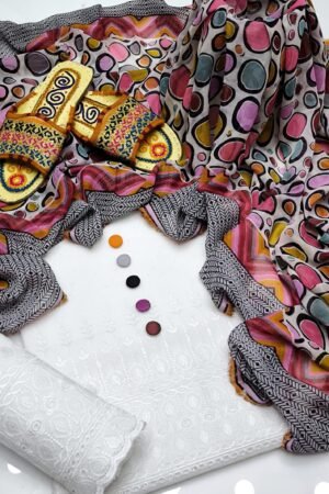 Chicken Kari Cotton Suit with Crinkle Dupatta