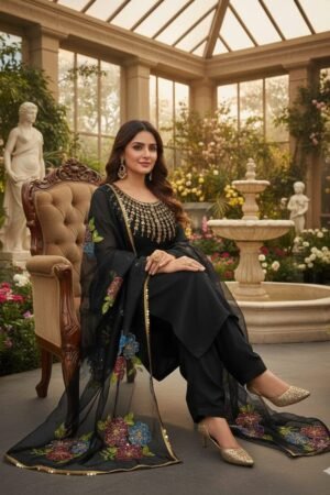 Fancy Wedding 2PC Organza Suit with Handwork Stones & Beads Dupatta