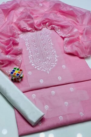 Paper Cotton 3PC Suit with Embroidered Gala & Daman