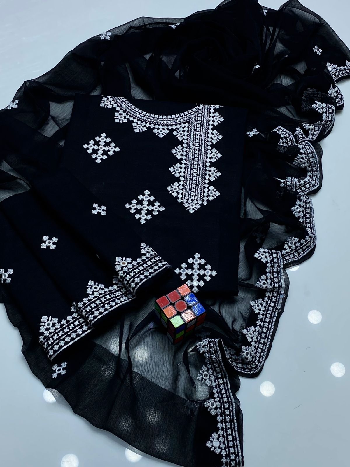 Anarkha Style Heavy Embroidered Lawn Cotton 3PC Suit - Image 13