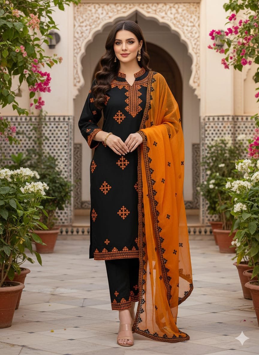 Anarkha Style Heavy Embroidered Lawn Cotton 3PC Suit