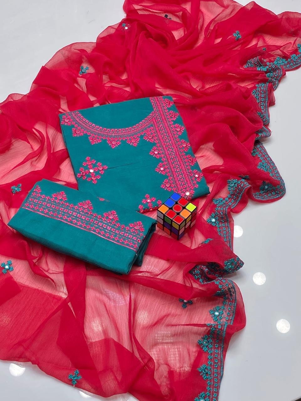 Anarkha Style Heavy Embroidered Lawn Cotton 3PC Suit - Image 8