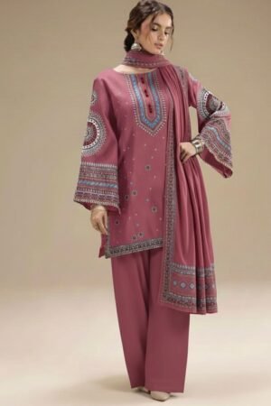 Embroidered Lawn 3PC Suit with Chiffon Cutwork Dupatta