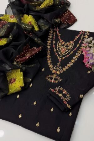 Handwork Stones & Zari Beads Organza 2PC Dress