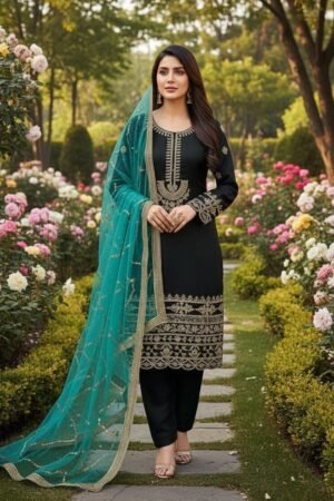 Shine Kattan Silk Heavy Adda & Mirror Work 3PC Suit