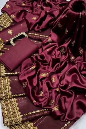 Heavy Embroidered 4PC Organza Duppata Dress with Clutch Gift