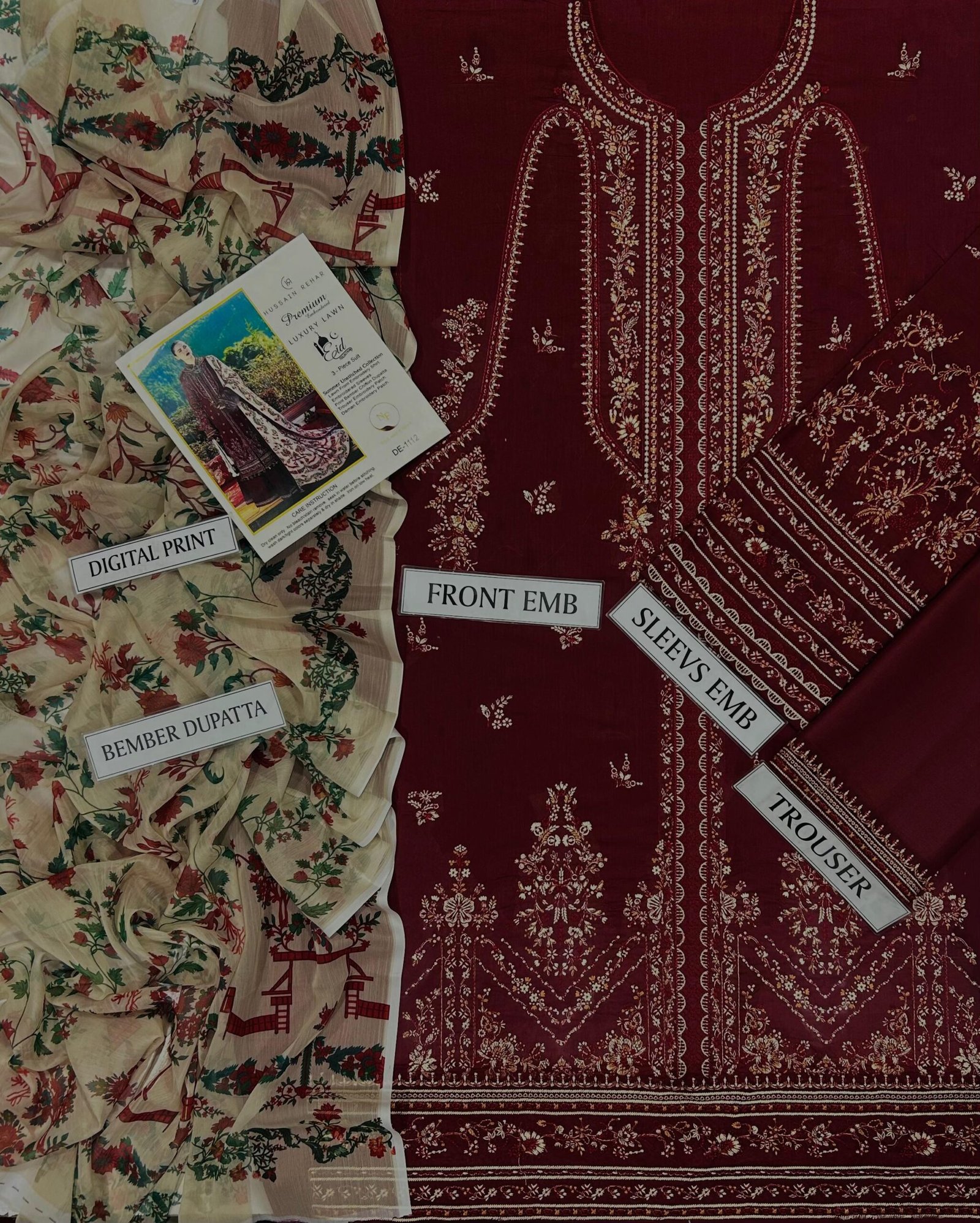 Designer Inspired Premium Air-Jet Lawn Suit with Digital Chiffon Dupatta - Image 5