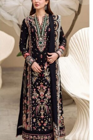 Pure Airjet Lawn 3PC Suit with Heavy Embroidery & Khaadi Net Dupatta