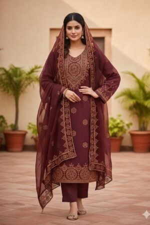 Aari Balochi 3PC Cotton Dress with Heavy Embroidery