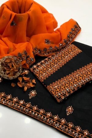 Sequence Work 3PC Soft Lawn Cotton Suit with Chiffon Dupatta