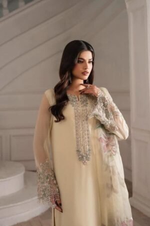 Handmade Adda Work Pure Organza 2PC Suit with Hand Painted Dupatta
