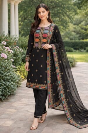 GTM Lawn 3PC Suit with Sequence Embroidery & Chiffon Dupatta